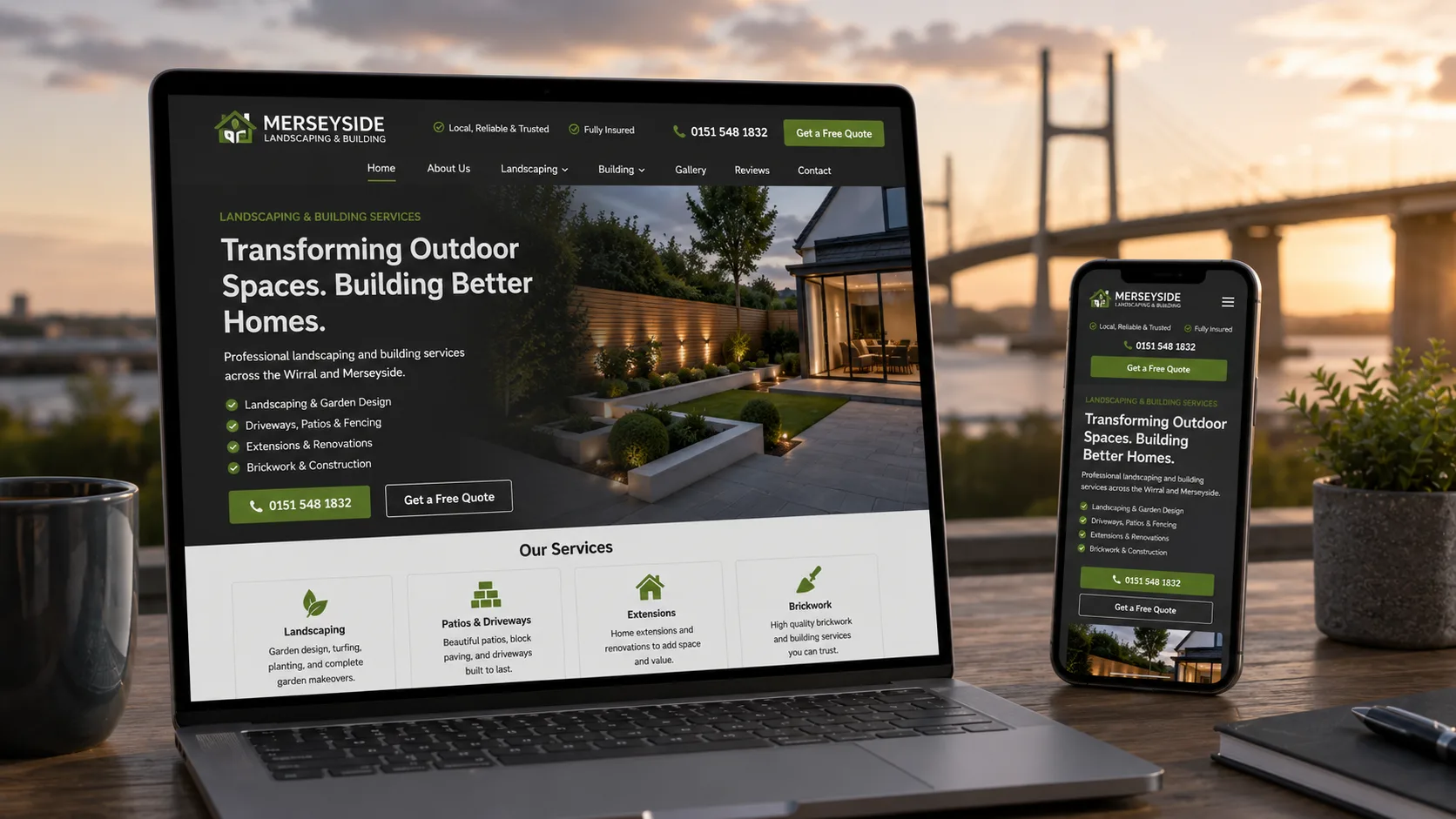 Website design for a Warrington business shown on desktop and mobile